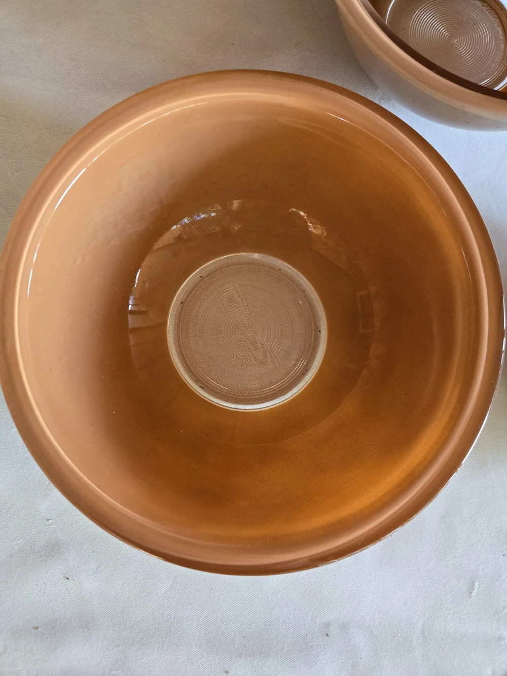 Pyrex #323 Clear Bottom Set of 3 Two-tone Tan & Cream Vintage